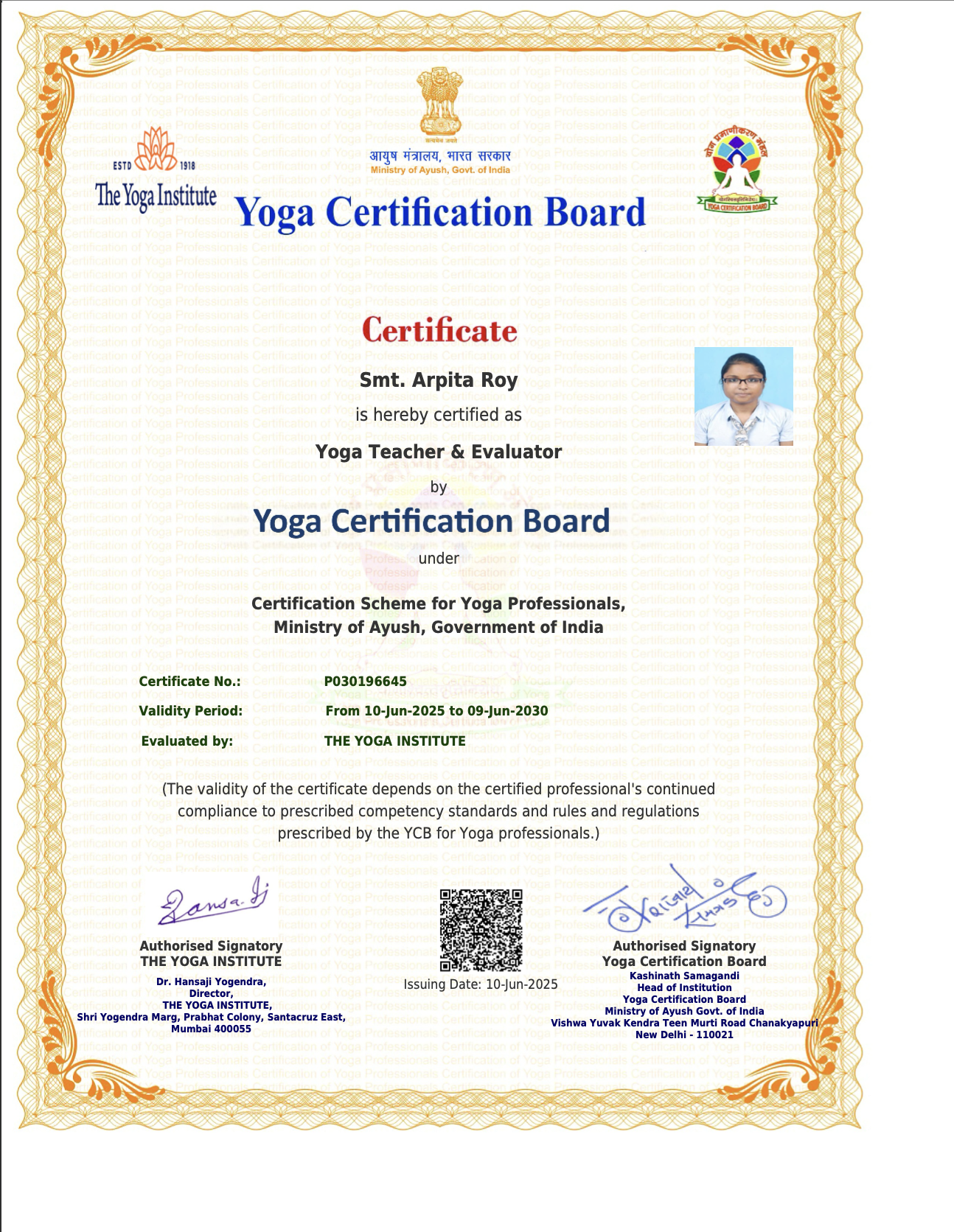 Yoga Teacher and Evaluator, Level 3